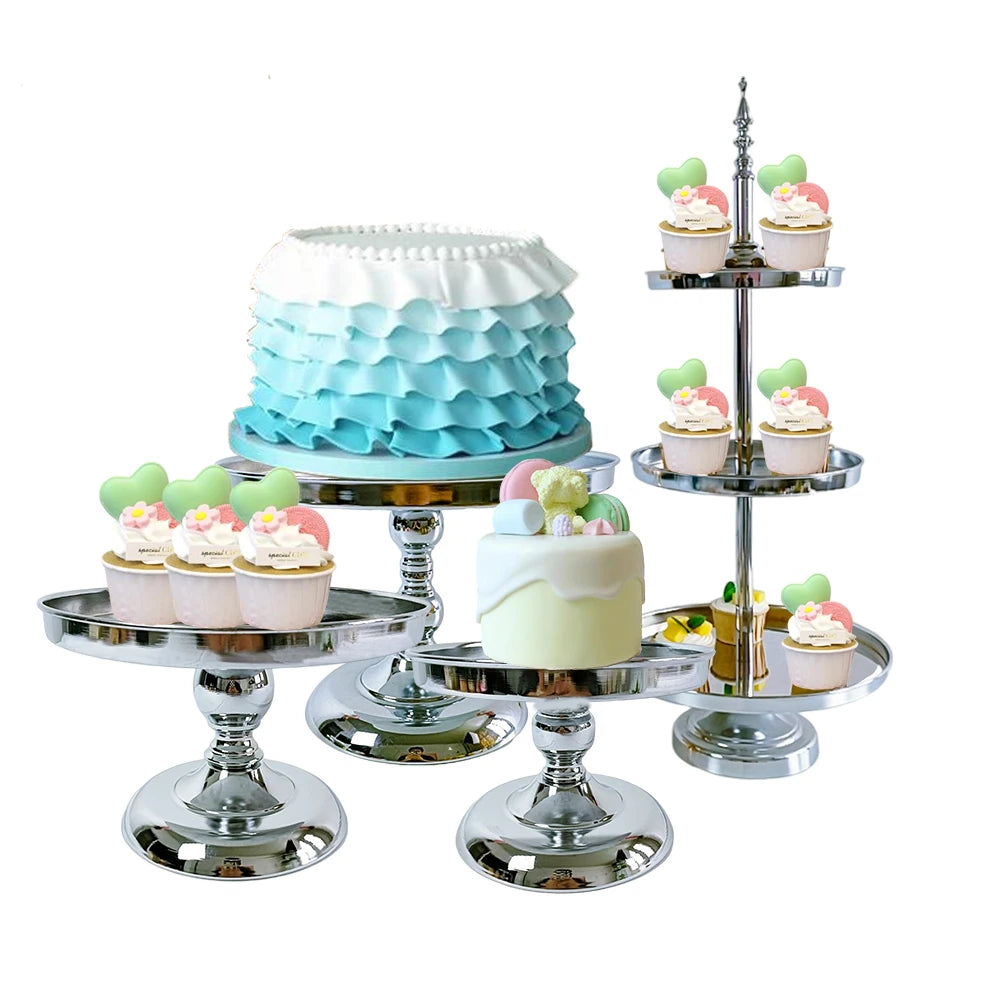 présentoir cupcakes rond métal or argent classique élégant support gâteau mariage anniversaire festif