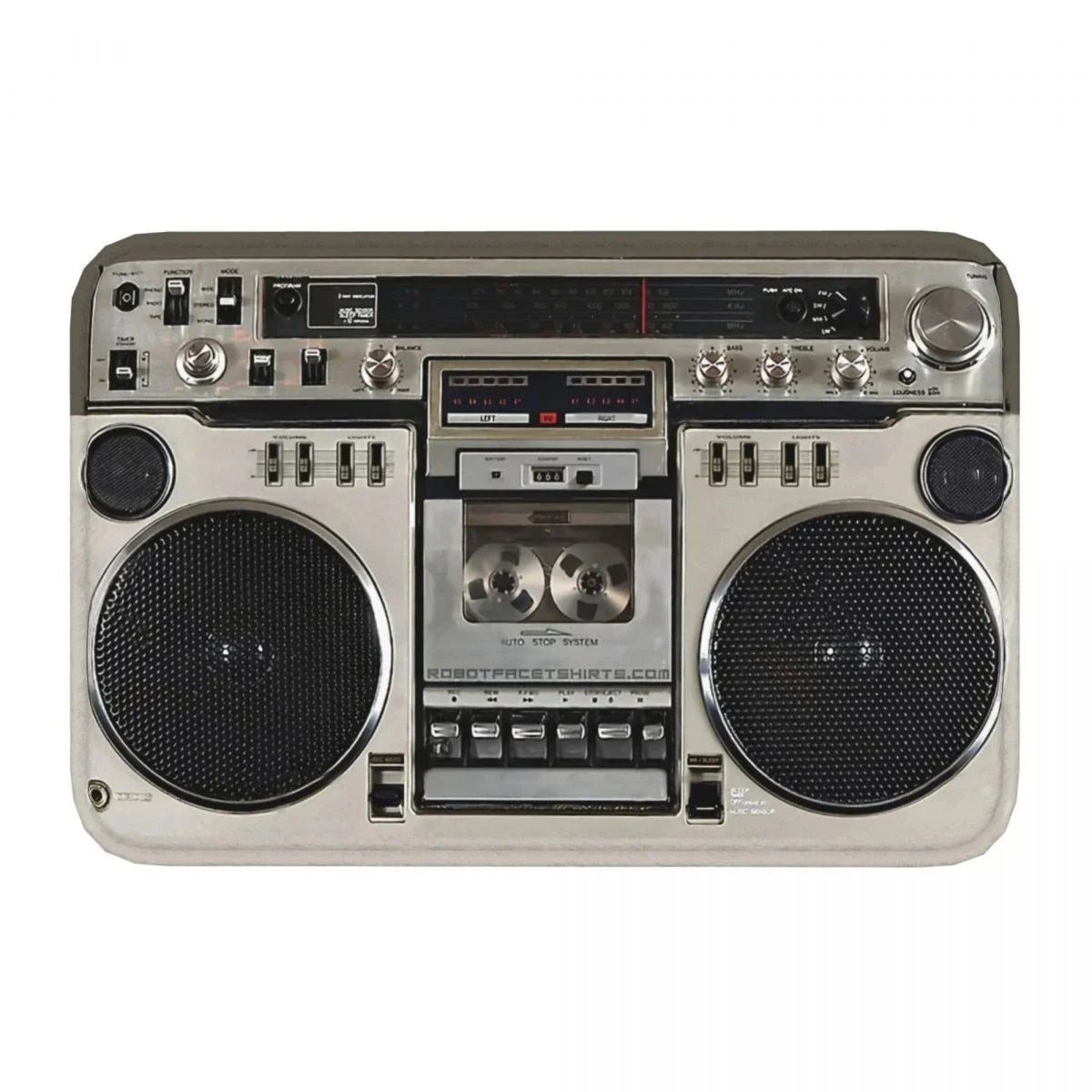 tapis vintage gris clair motif radio haut parleurs décoration maison chambre salon