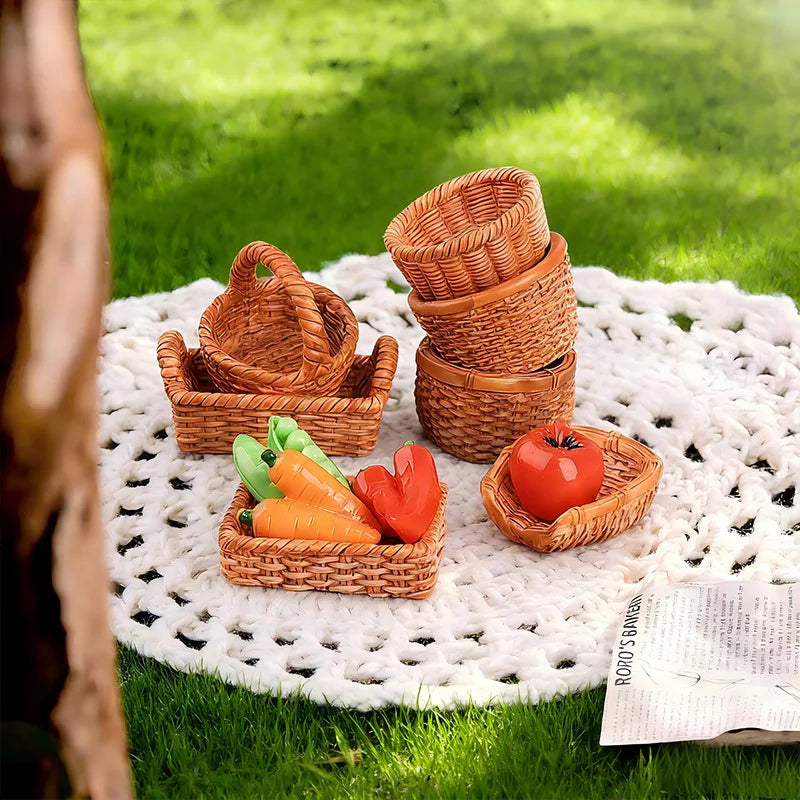 paniers résine marron rustique maïs carotte tomate pain fruits noix ornement décoration diy présentoirs