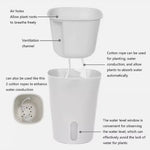 pots plantes autoarrosants blancs moderne 12.5cm 15cm 23cm ventilation grille tailles trous d'aération