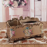 boîte mouchoirs résine fleurs baroques classique doré beige salon chambre