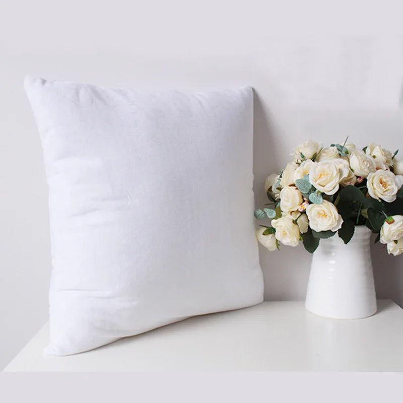 taies d'oreiller polyester blanc amovibles lavables 30x30cm 30x50cm fourrure apparente simple fixations coton