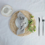 serviettes table réutilisables coton 40x40cm beige gris texture moderne rustique adhésif