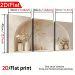 tableaux mural nature morte fleurs blanches vase blanc arche beige moderne encadrés miroir clips