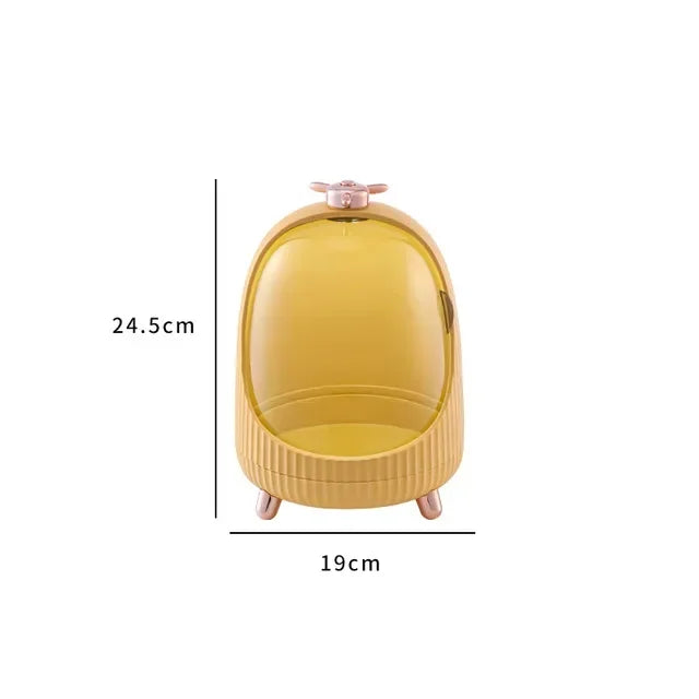 boîte rangement cosmétique transparente moderne verre vert blanc produits cosmétiques grande capacité poignée pivotante