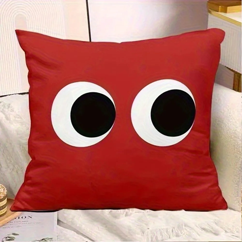 taies d'oreiller cartoon couleurs vives yeux sourires motifs opaques polyester peacheskin 40x40cm 45x45cm 50x50cm