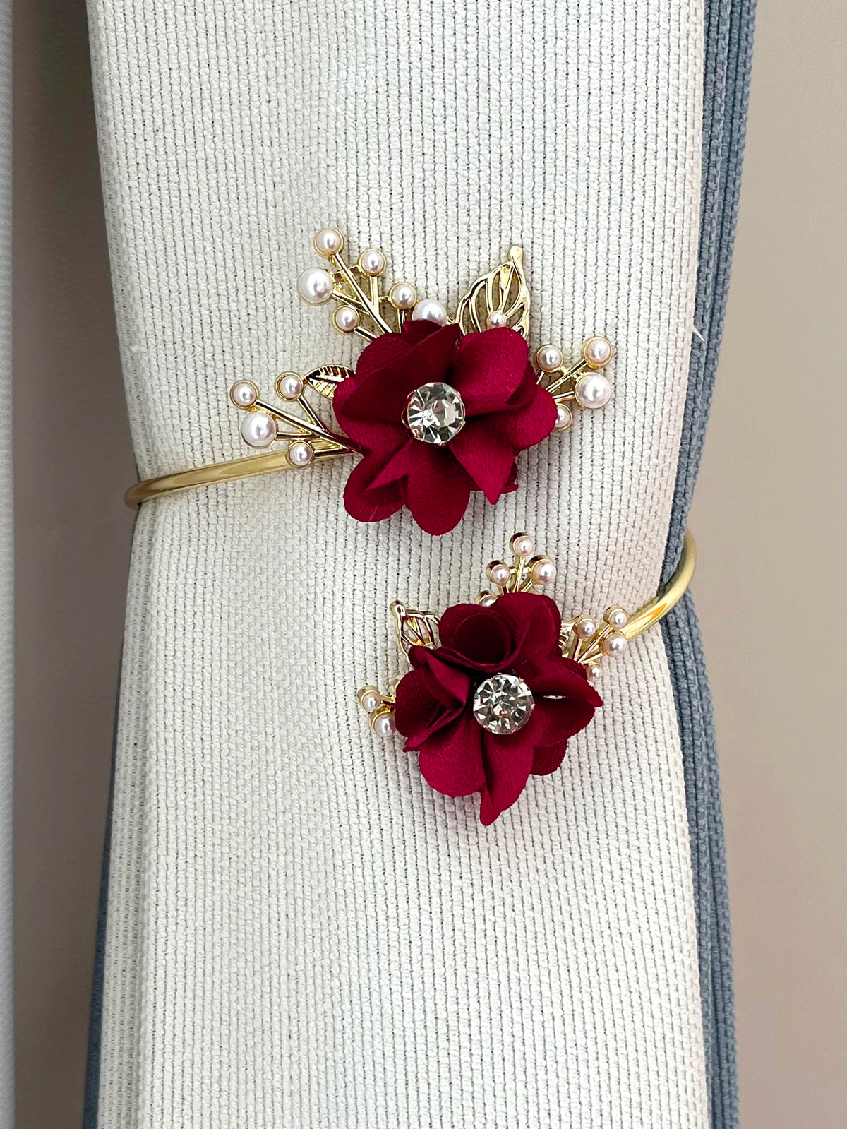 rideaux polonais moderne anneaux métal doré fleurs élégants accessoires fenêtres