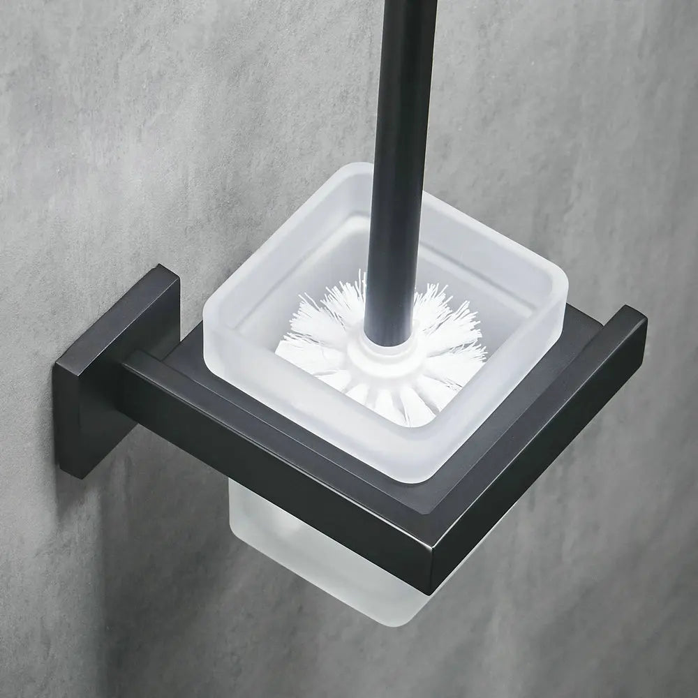 brosse wc acier inoxydable noir moderne porte brosse mural salle bain bac detergent fixation
