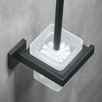 brosse wc acier inoxydable noir moderne porte brosse mural salle bain bac detergent fixation