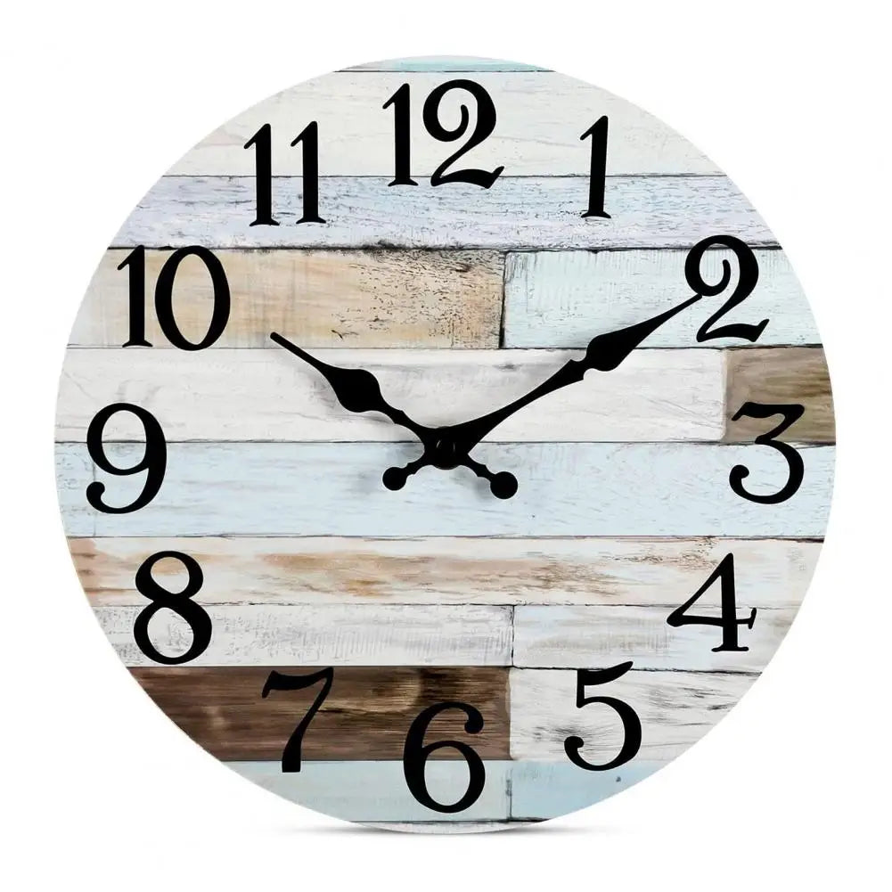 horloge murale bois vintage rustique sans tic tac analogique salon décoration chambre números
