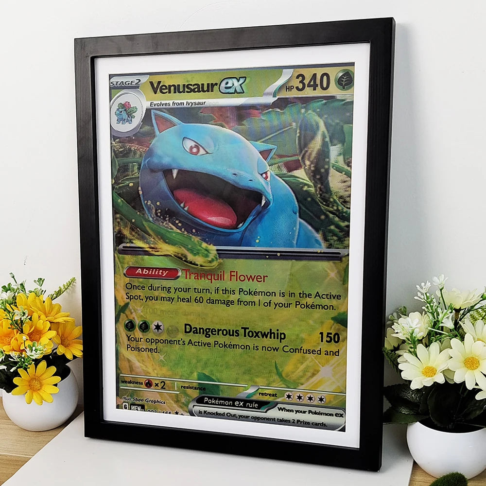 affiche lenticulaire 3d anime pokemon carte charizard squirtle bulbasaur effet 3d art mural orange