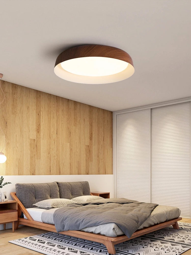 plafonnier moderne led lumineux bois clair opaque minimaliste suspension chambre
