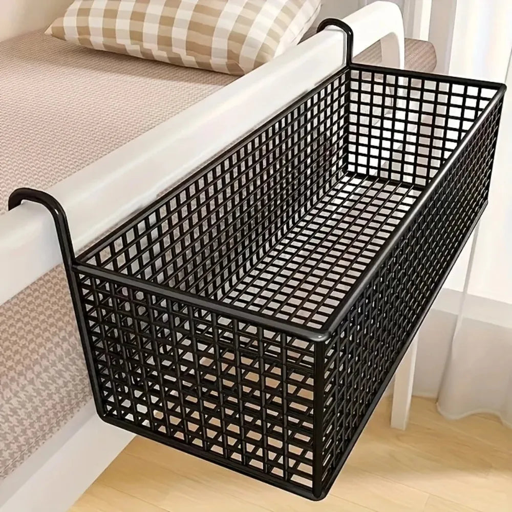 panier rangement noir fer maille fine moderne sans perçage 36x15cm capacité grande utilisation multiple