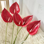 fleurs artificielles anthurium rouge blanc vert violet tiges flexibles décoration maison mariage anniversaire