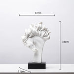 statuette cheval stylisé crinière ondulée moderne transparente doré blanc base carrée noire décoration maison