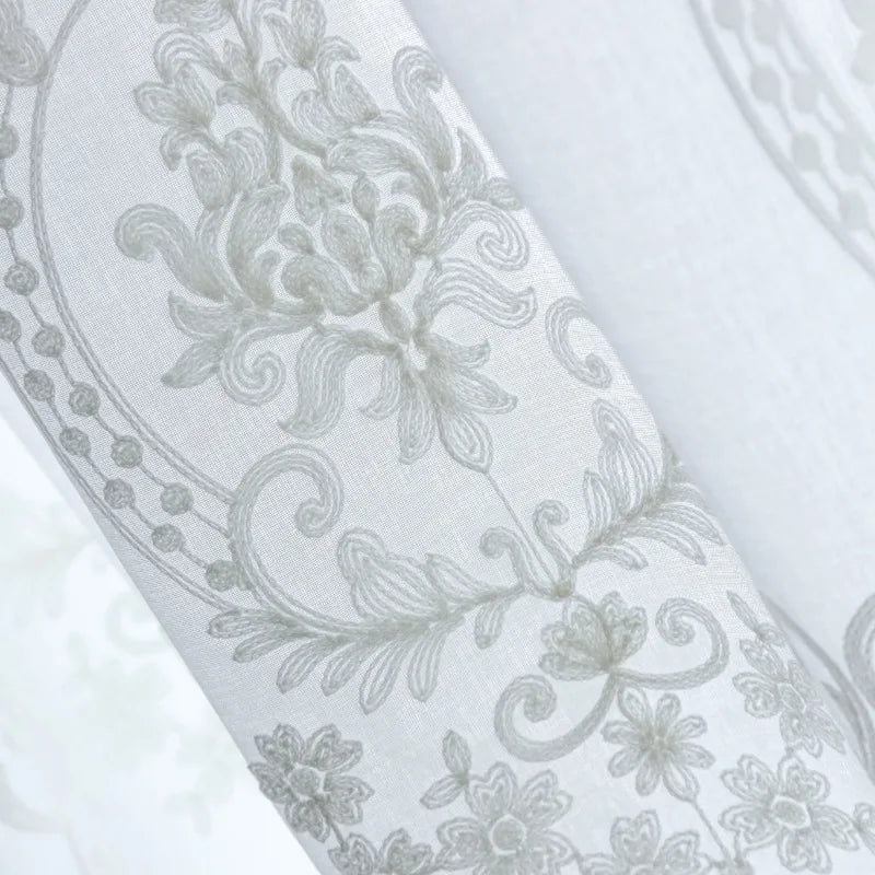 rideaux blancs brodés transparents classique maison polyester inclusion grommets top rings