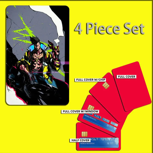 protège cartes adhésifs animés rouge noir bleu vert illustration moderne set stickers