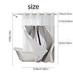 rideau douche moderne semi transparent motif abstrait polyester blanc noir beige
