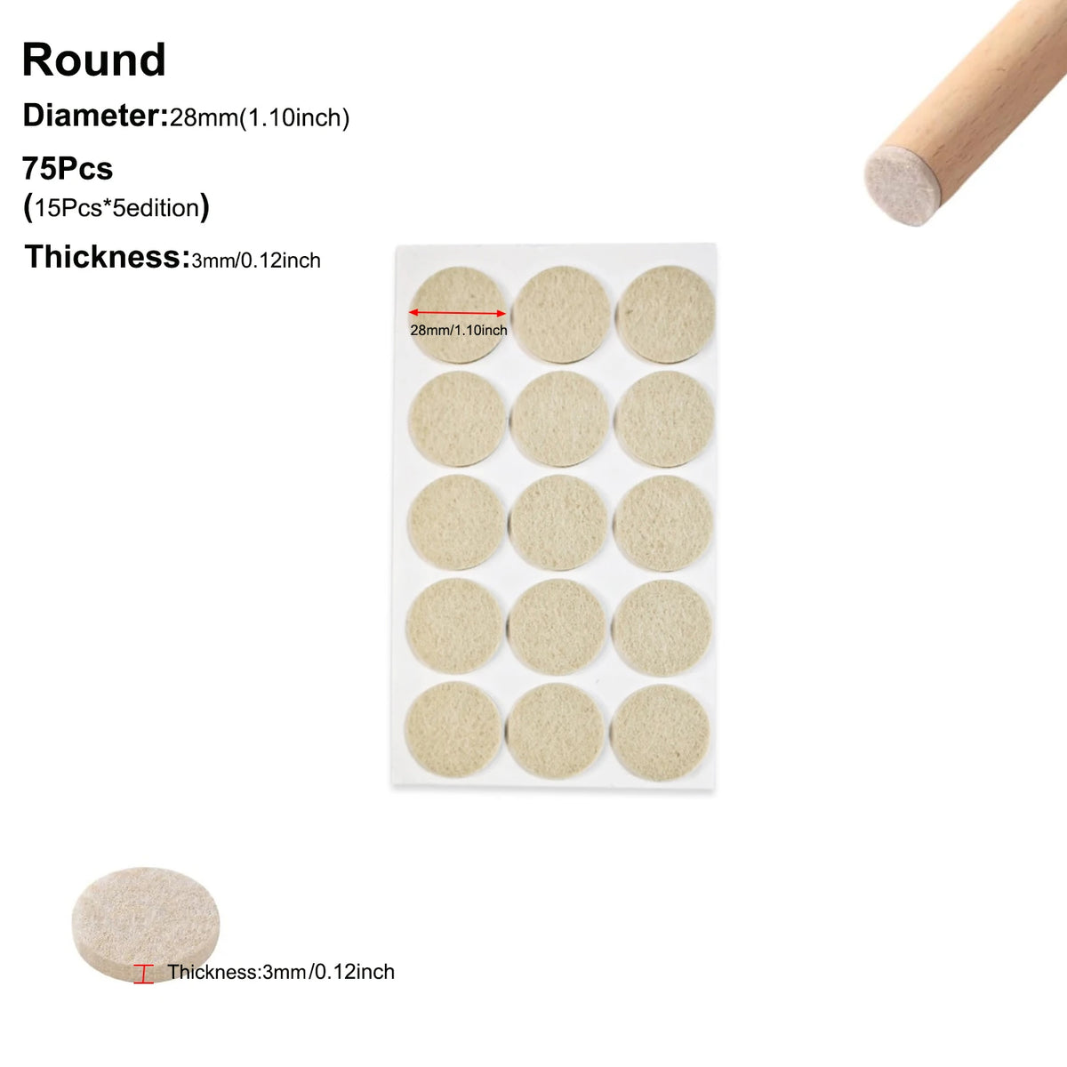 protecteurs meubles adhésifs rond carré beige marron opaques utilitaires différentes tailles inclusées