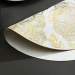set table rond motif floral peonies polyester or blanc moderne decoration intérieur festive mariage
