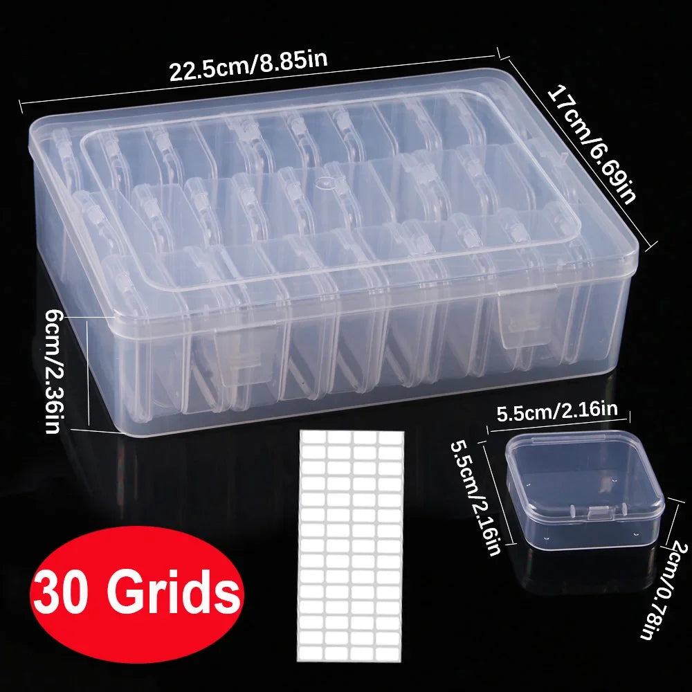 boîte rangement transparente moderne 12 compartiments pratique poignée bleue almacenamiento materiales artesanales