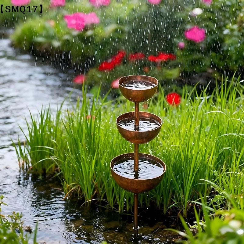 fontaine décorative moderne bronze émaillée tringle métallique bain oiseaux patio extérieur ornement jardin abreuvoir