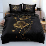 housse couette impression 3d fleurs stylisées taies d'oreiller 100 polyester moderne élégante parure lit
