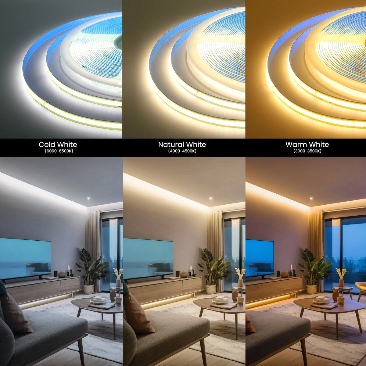 ruban led flexible 240 leds 220v ip20 3000k 4000k 6000k adhésif moderne