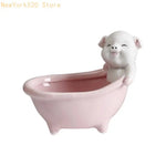 vasque céramique cochon ours blanc rose gris décoration cartoon fleur artificielle
