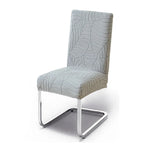 housse chaise extensible motif feuilles gris clair siège salle manger cuisine moderne
