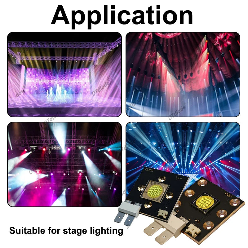 projecteur scène led mobile 100w 200w 300w noir or grille points clips métalliques fil