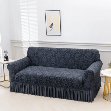 housse canapé jacquard floral beige bleu marine gris protection meubles salon classique