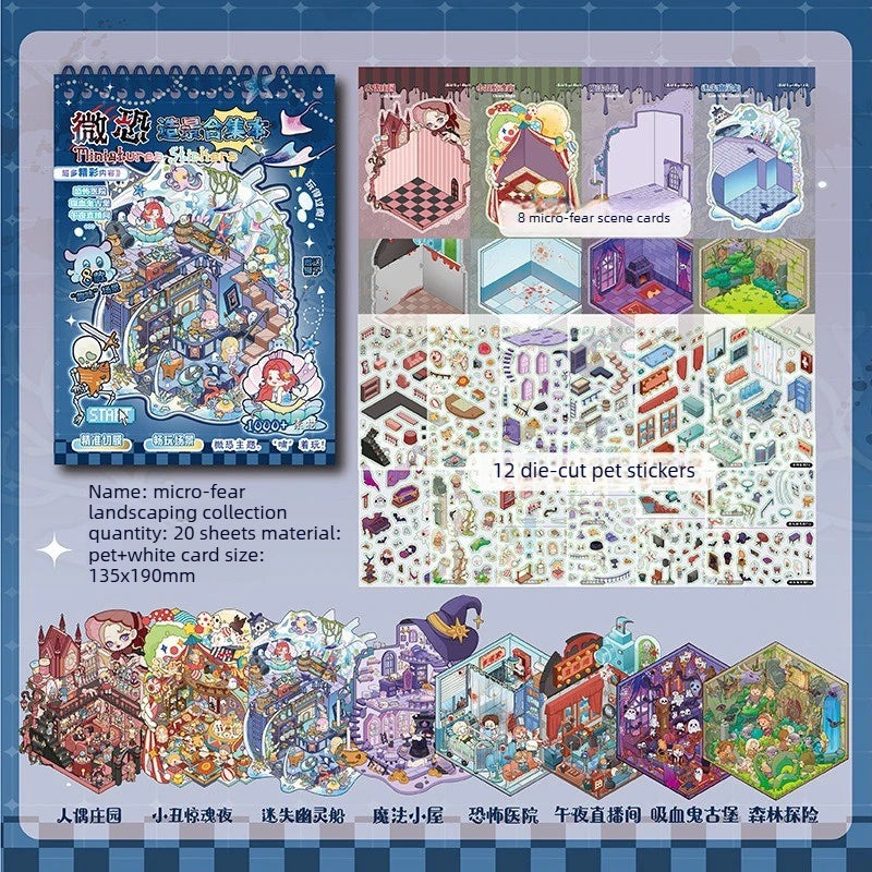 sticker book miniature scenes spiral binding colorful animal stickers creative journal supplies kawaii numbered