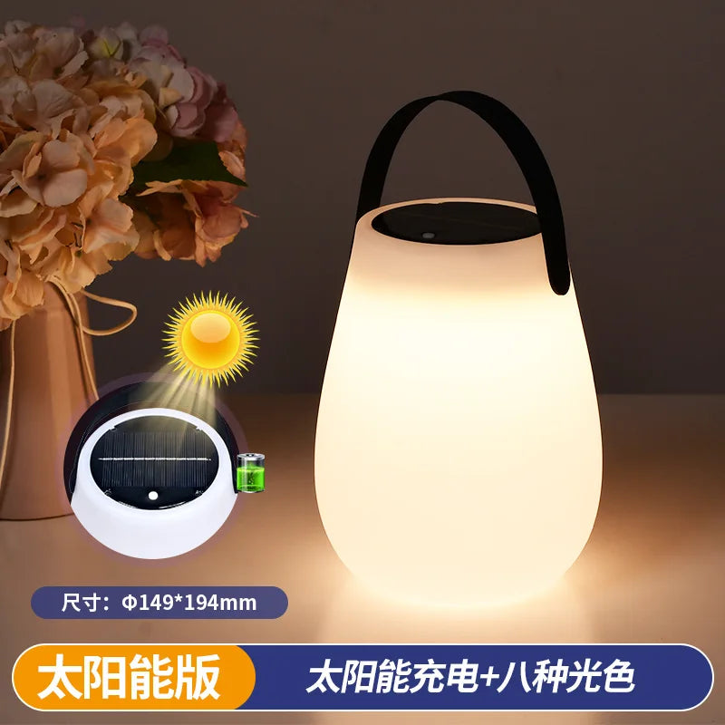lampe solaire rechargeable led blanc moderne poignée panneau solaire usb ip65 abs