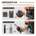 boîte outils noire orange clips multifonctionnelle perceuse batterie sac clé douille première secours lampe
