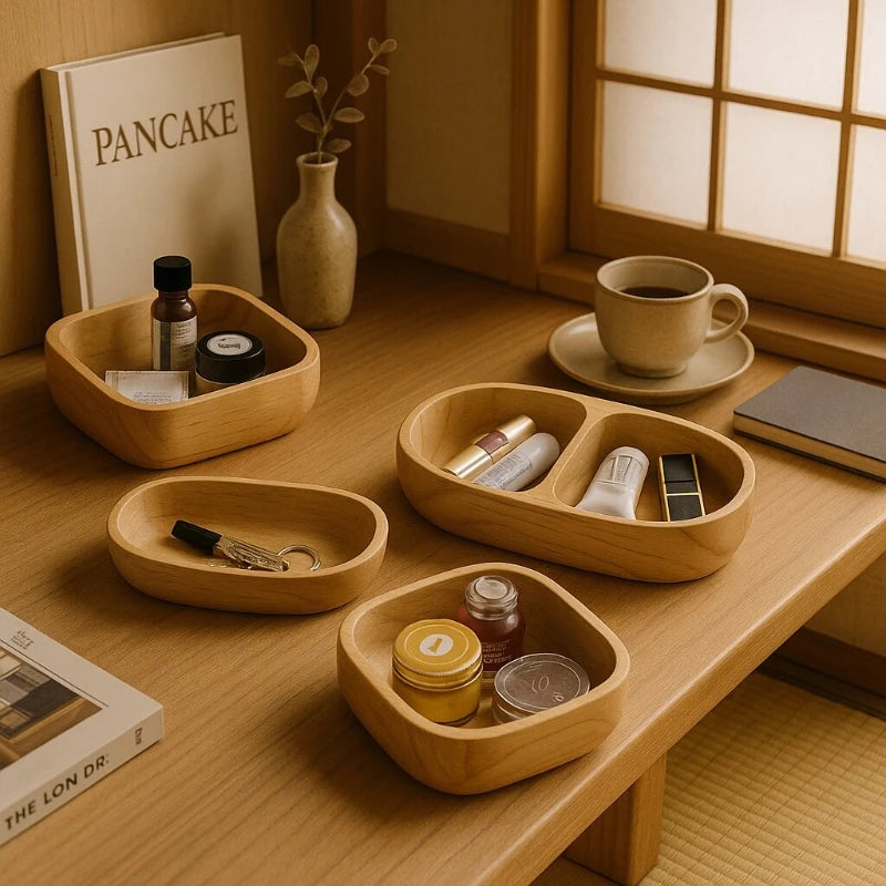 boîtes bijoux bois naturel minimaliste organisation bijoux flacons cosmétiques moderne