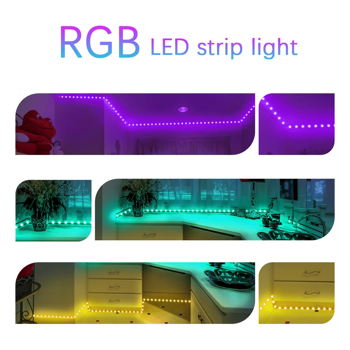 ruban led multicolore 5050 rgb wifi application tuya adhésif moderne 3m 5m 10m