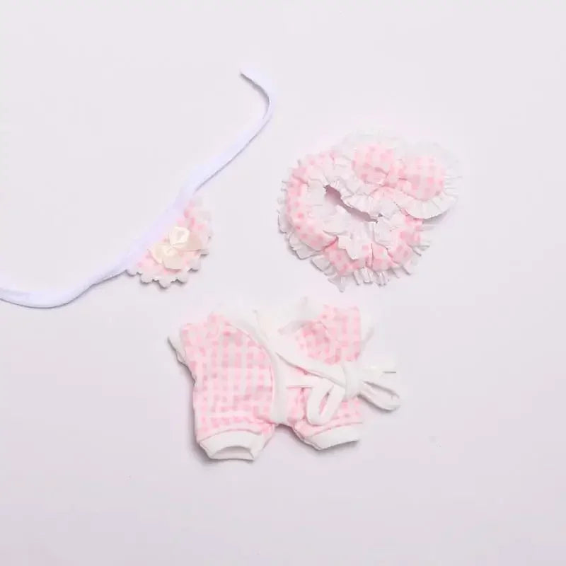lit miniature poupée pyjamas oreillers couverture chaussons figurines animaux gingham floral