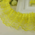 ruban dentelle fine rose clair rouge bleu clair vintage romantique fronces polyester 4.5cm