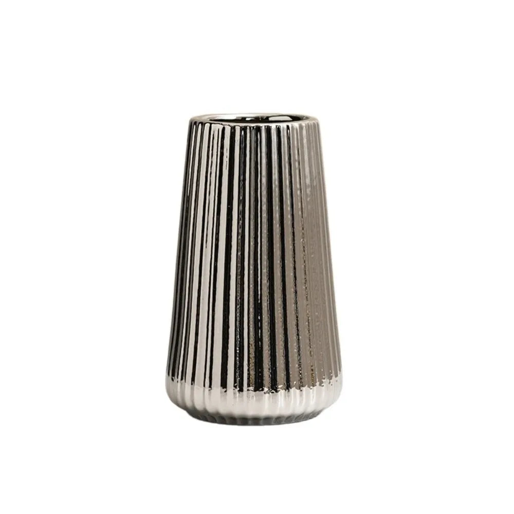 vase argenté doré moderne rayures verticales décoration table floral simple