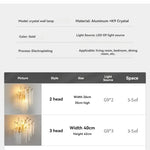 lampe murale moderne or branches cristal transparentes chambre salon led aluminium
