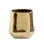 Cache pot céramique moderne blanc doré noir plante verte lisse brillant minimaliste
