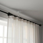 rideau moderne uni beige blanc fixations clips sans perçage transparents noirs
