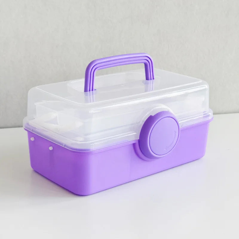 boîte rangement 25 compartiments violet rose pratique moderne boucle plastique lisse