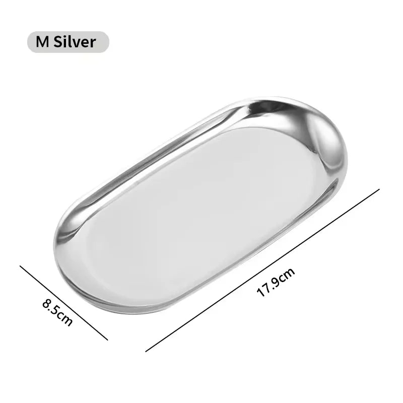 plateau forme cœur argent or violet bleu rose moderne élégant métal brillant effet miroir
