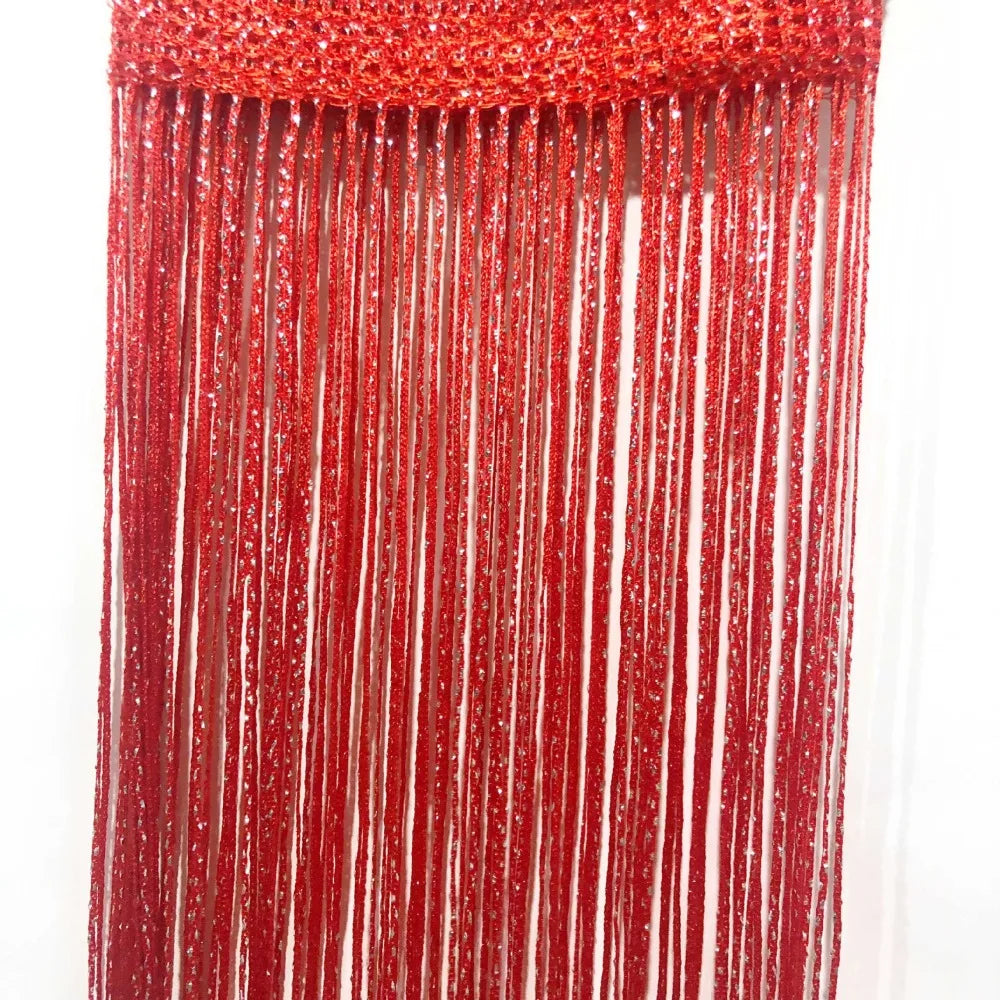 rideaux modernes argentés 1m 2m franges brillantes polyester translucides chambre