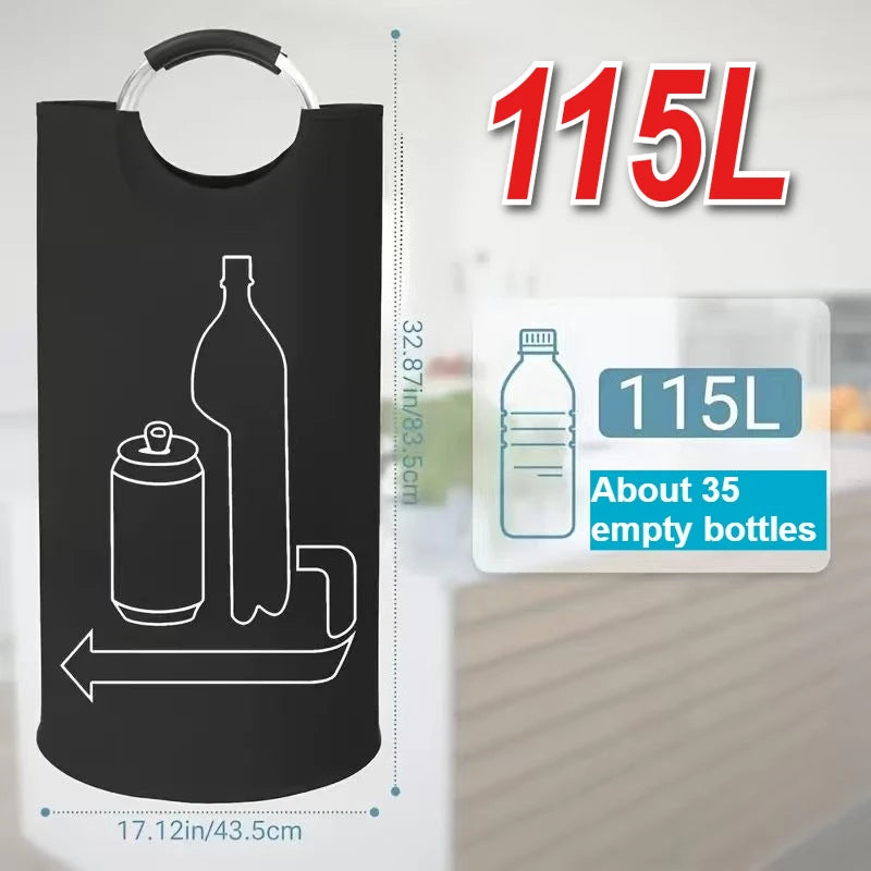 sac rangement pliable bouteilles recyclage 82l 115l moderne pratique poignées métalliques opaques illustration recyclable
