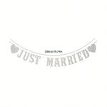 guirlande juste married blanc argenté lettres relief coeurs occasion mariage anniversaire festive suspension okolets