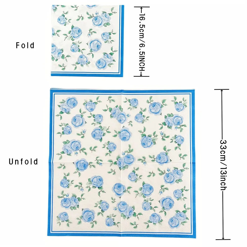 serviettes papier fleur oiseau géométrique bleu blanc classique vintage decoration fetes