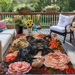 tapis fleuré moderne polypropylène antidérapant extérieur intérieur salon chambre vert clair rose